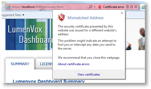 IE Certificate Mismatch